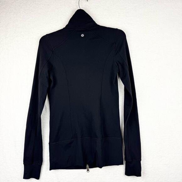 Lululemon Nice Asana Funnel Neck Athletic Mid-Layer Ruffle Jacket In Black Sz 4 - Picture 14 of 16